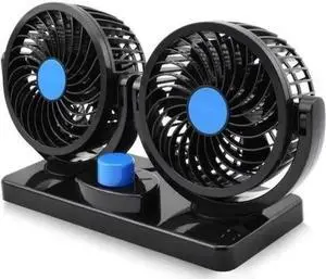 12V Black Car Interior Electric Fan 360° Rotatable Cooling Fan with Adjustable Speed for Cars, SUVs, Trucks and Vans