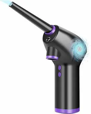 Leaf Blower Garden Vacuum Cordless Rechargeable Mini Air Duster Cleaner, 2 Speeds Electric Air Blower Cordless, 6000mAh Battery Powerful 45000 RPM, USB-C Fast Charging for Computer,Laptop,Tower Fans,