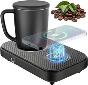 Rapid Heating and Cooling Insulated Electric Beverage Mug, 3 in 1 Self Heating Coffee Mug, Keep Coffee Hot All Day Smart Electric Beverage Warmer for Coffee Tea MilkBlack,