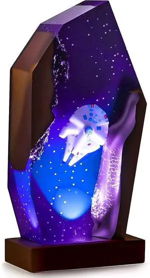 Ocean Spacecraft Lamp Night Light with Romote,Handmade Home Epoxy Resin Decor Bedside Nightlight, Nightstand Decorations for Bedroom, Unique Gift for Father's Day, Christmas (S)