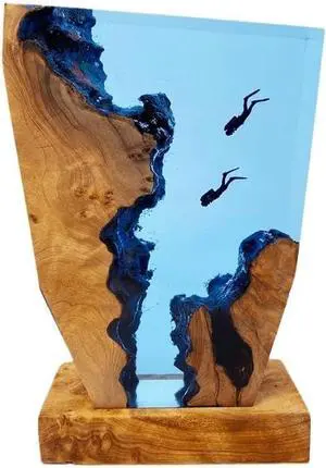Creative Ocean Night Handmade Light Lamp Wood Resin Night Light Home Decoration Light (6 * 4 Inch)