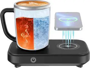 Self Heating Coffee Mug, 3-in-1 Cooling and Heating Cup Smart Mug with Lid, Coffee Hot All Day, for All Seasons, for Desk for Coffee MilkBlack,