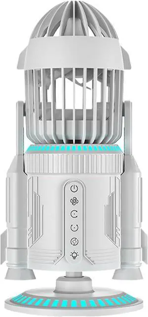 Powerful Desk Fan, Powerful Wind Personal Desktop Fan, Quiet 5000Rpm with Light Rocket Shape Rotating Air Circulator for Cooling Workplace Home School Living Room Dorm Hot Days