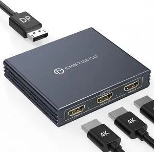 DisplayPort to HDMI Splitter for Multi Monitor Adapter 4K@60Hz DisplayPort Splitter 1 in 3 Out for 3 Monitor HDMI Support Extended Mode on Windows for DP 1.4 Input Devices Only