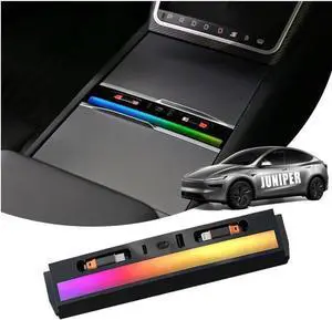 USB Charger Hub for Model Y Juniper USB Hub Center Console Adapter Docking Station with Ambient Light Center Hidden Charger with Retractable Cable Model Y Juniper 2026 Accessories