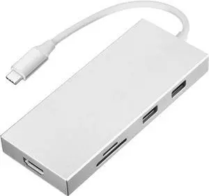USB hub 7-in-1 Multifunctional Type-C Hub Adapter Docking Station with USB3.0 Type-C 3.1 PD 4K HDMI-Compatible SD/TF Card Reader Slot