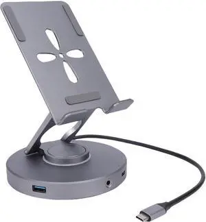 Yunseity 10 in 1 USB C Docking Station, Rotatable Tablet Stand with USB C Hub 4K HD Multimedia 100W PD Charging, Compatible with Phone, Tablets, Fit for Steam Deck, Fit for Switch 2