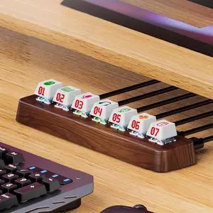 Powered USB Hub, 7 Port USB Extension Hub, with RGB Color Light, USB3.0 5Gbps, Supports DIY Hot-Swap Shaft Caps, for Boyfriend Gift