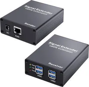USB 3.0 Extender Over Cat6a/7 Ethernet 330ft (100m) 5Gbps Transmission, 4-Port Powered USB 3.0 Hub, USB-C Input, Plug & Play, No Driver for Windows/Mac/Linux Devices USB 3.0 Extender Over Cat6a/7 Ethernet 330ft (100m) 5Gbps Transmission, 4-Port Powered USB 3.0 Hub, USB-C Input, Plug & Play, No Driver for Windows/Mac/Linux Devices