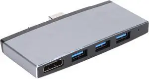 6 in 1 USB 3.0 Expansion Dock, Multifunctional 4K High Definition Adapter, Durable Lightweight Design, Wide Compatibility for Flash Disks, Mouse, Keyboard and More Grey
