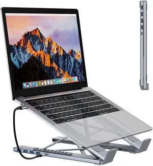 USB-C Docking Station Laptop Stand with 4k Hdmi, 8 in 1 USB C Hub, 2 Hdmi (Single 4k@120hz), 2 USB3.0 Ports, 100w PD, RJ45 Ethernet, for 10 to 17 Inches Laptop Stand USB Dock Plug and Play (5 in 1)