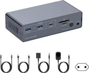 13 in 1 USB C KVM Dock with Two DP1.4 Enables Double Monitor Setups for Enhances Productivity and Gaming
