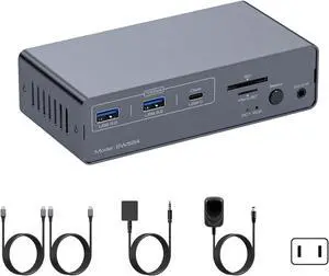 USB C KVM Docking Station with 4K60hz HDR10 Display USB 3.2 10Gbps Data Transfer Gigabit Ethernet for Multiple Devices