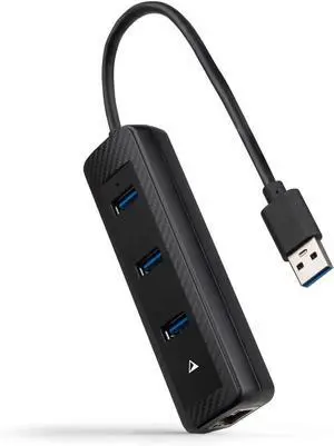 Nanocable 10.16.4604 USB-A 3.0 to 3 x USB-A 3.0 + RJ45, USB-A/M, USB-A/M-RJ45/H, Black, 15 cm