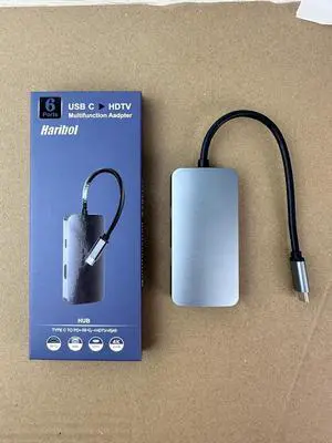 HARIBOL 6 in 1 Interfaces for Computers USB C to HDMI Multiport Adapter, Dongle with 1000M Ethernet, 4K USB C to HDMI, 3 USB 3.0 Ports, PD Charging Port for MacBook/Pro and Type C Devices