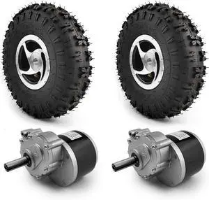 L-faster 10 Inch Wheel 24V 700W Dual Drive Motor Kit 4.10-4 Off-Road Tire 2WD Joystick Remote for Electric Trolley Cart Bike (No Joystick, Max Speed 4kph)