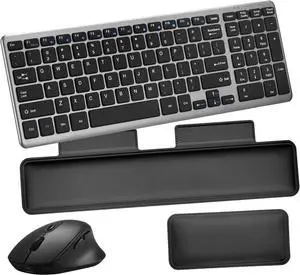 Wireless Keyboard & Mouse Combo with Keyboard Magnetic Wrist Rest and Mouse Wrist Rest - Ergonomic Design for Typing Pain Relief, Desk Pads Support Hand and Arm, 2.4G Stable Connection,Adjustable DPI