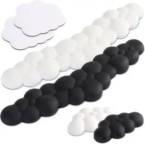 Qloud Cloud Wrist Rest Set - White and Black Cute Desk Accessories Pack - Keyboard Wrist Rest Bundle - Keyboard Pad Wrist Rest for Computer Keyboard Pair - White and Black Office Desk Accessories