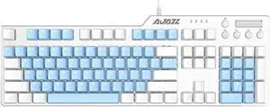 FIRSTBLOOD ONLY GAME. AK35I Wired Mechanical Gaming Keyboard  PBT Keycaps - Brown Switches - White-Blue Matching  White Backlit - Multimedia Keys Roller  White