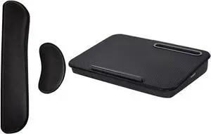 Gorilla Grip Gel Memory Foam Wrist Rest and Cushion Lap Desk, Wrist Rest Includes Mousepad Rest, Ergonomic Design, Lap Desk Fits 15 Inch Laptop, Comfortable Foam, Both in Black, 2 Item Bundle