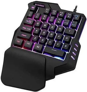 Gaming Keyboard RGB Single Hand Control Keypad Keyboard with Mouse for Laptop Black