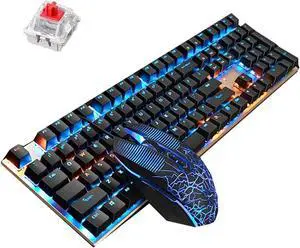 Mechanical Keyboard and Mouse Combo Wired Gaming Keyboard,Aluminum Alloy Panel Suitable for Desktop Computer Notebook E-Sports (Color : Tea Shaft)