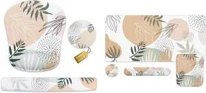 HAOCOO Large Mouse Pad Set, Computer Desk Mat Lagre, Ergonomic Mouse Pad with Wrist Rest, Keyboard Wrist Rest, Desk Pad for Home Ofiice Accessories,Tropical Leaves Boho