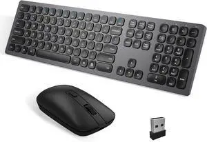 Wireless Keyboard and Mouse Combo, 2.4G Full-Sized Ergonomic Keyboard Mouse, 3 DPI Adjustable Cordless USB Keyboard and Mouse, Quite Click for Computer/Laptop/Windows/Mac,Dark Gray