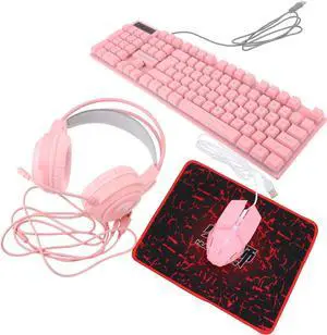 Uonlytech 1set Wired Gaming Keyboard Mouse Headset Set Lighting Ergonomic Design for Office and Home Use