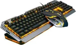Ergonomic Mechanical Keyboard Mouse Set Led Backlight USB for Gaming Tungsten