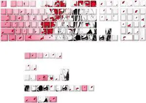 136PCS Keycaps With Translucent Anime Girl Theme Side Engraving Backlights Keycap For Mechanical Keyboard Comfort Typing