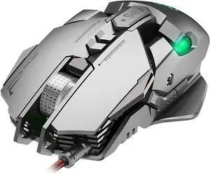 Mechanical Gaming Mouse, 7-Button RGB Lighting Adjustable, Up to 6400dpi Mouse Page, Suitable for Home and Office Laptops (Silver)