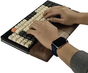 Wrist Rest Two-Handed Keyboard Wrist Rest, Walnut Wood Wrist Rest, Suitable for Office Study Game Typing Comfortable Keyboard Rest Wrist Pad