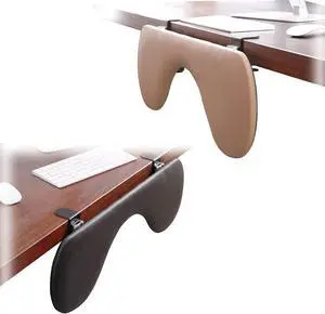 LKP Black/Beige Ergonomic Desk Extension Platform, Table Mount Armrest Support, Foldable Elbow Support, Keyboard Shelf, Elbow Rest