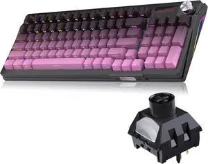 KUTETHY Wireless Mechanical Keyboard with Knob,Pre-lubed Linear Switches,Tri-Mode BT5.0/2.4GHz/USB-C/Hot Swappable/Gasket Structure/RGB Backlit Computer Gaming Keyboard (Dark Chocolate)
