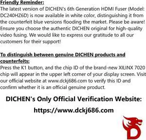 DICHEN DMA Fuser Combiner Display Overlay Adapter,2K 144Hz HD Multimedia Interface Synthesizer,HDMI Input Output,Lossless Transmission,Aluminum Alloy Material Supply for Gaming and Video Conferencing