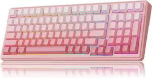 MechLands Aula F99 96% Wireless Gaming Keyboard, 8000mAh Battery, Creamy Gasket Mechanical Keyboard, BT/2.4GHz/USB-C, Hot-Swappable, Pre-lubed Linear Switch, Programmable RGB, Win/Mac (Pink Gradient)