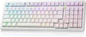 LEOBOG x Aula F99 Keyboard, Wireless Mechanical Gaming Keyboards, Hot Swappable Custom Creamy RGB Backlit Computer Keyboard,BT5.0/2.4GHz/USB-C,Topographic Side-Printed Keycaps, Switch