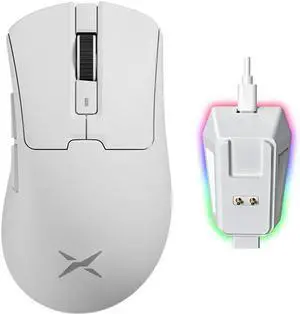 DeLUX M900PRO Wireless Gaming Mouse, 8000Hz Polling Rate, RGB Charging Dock, 63g Ergonomic Design, PAW3395 Sensor with 26000DPI, Programmable Buttons (White)