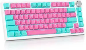 75% Wireless Creamy Mechanical Keyboard, Hot Swappable Custom, RGB Backlit Gasket Gaming, 2.4G/BT5.0/USB-C, Pink Mechanical Keyboard, Pre-lubed Linear Gray Cream Switches