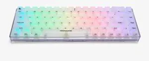 Higround Crystal Opal Basecamp 65% Mechanical USB Wired Gaming Keyboard, White Flame Switches, Programable RGB, Transparent/Translucent, Hot-Swappable, Deep Thock Creamy Sounding PC Keyboard