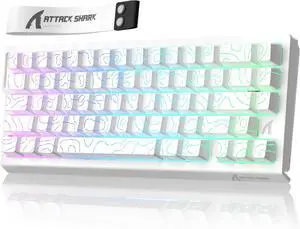 ATTACK SHARK X68 HE 8000Hz Rapid Trigger Keyboard, 0.01mm RT Accuracy Wired Gaming Keyboard with Magnetic Switch, Adjustable Actuation, Rapid Trigger, Snap Tap, RGB Lighting for PC/Mac, White Contours