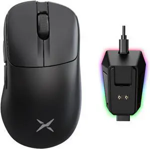 DeLUX M500 PRO Wireless Ergonomic Gaming Mouse, 58.5g Lightweight, 8000Hz Polling Rate, RGB Charging Dock, PAW3395 with 26000DPI, Tri-Mode Connection, TTC Golden Wheel (Black)
