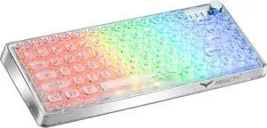 MY-V82 75% Wireless Mechanical Gaming Keyboard with Knob, Tri-Mode Bluetooth 5.0/2.4GHz/USB-C, RGB Backlit, Hot-Swappable, Electroplated Metal Case, for Win/Mac Gamers