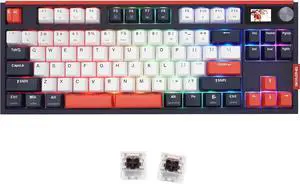 MOLGRIA SKYLOONG GK87 Double-Shot Keycaps RGB Backlit Gaming Keyboard, Hot Swappable Brown KTT Machinery Switches, Triple-Mold Connection with Knobs and LCD Display Dual-Space Mechanical Keyboard