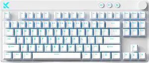 MCHOSE Mix 87 Magnetic Switch Rapid Trigger Gaming Keyboard,Hall Effect Hyper-Fast Adjustable Actuation Wired TKL Keyboard with Smart RT Mode, Knob, RGB Translucent Keycaps for PC Gamer (White)