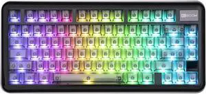 KiiBoom Phantom81 Lite 75% Gasket Mechanical Keyboard, QMK&VIA Programmable, 3 Modes Wireless Gaming Keyboard, RGB Backlights, ABS Case + UV Tech, Hot-Swappable for Windows/Mac/Linux (Black)