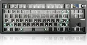 GMK87 Keyboard Barebones Kit,Gasket Mount Hot Swap PCB Triple Mode BT5.0/2.4G/Type-C Wireless Mechanical Keyboard with Knob VIA-Programmable Custom TFT-Screen RGB DIY Kit(Black)
