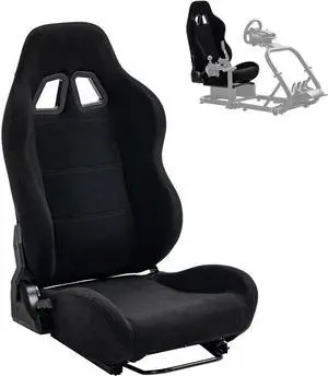 Racing Seat with Double Locking Slides Cloth Breathable Gaming Seat Adjustable fit Most racing simulator cockpits(Steering Wheel Stand Not Include)