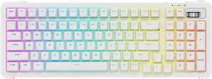 98% Wireless Mechanical Keyboard, BT/2.4G/USB-C Tri-Mode Hot Swappable with PBT Keycaps, Linear Switches, Gasket Structure, RGB Backlit Gaming Keyboard for Win/Mac/iOS/Android (White)